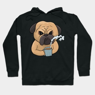 Grumpy Pug Dog with Coffee Morning Grouch Hoodie